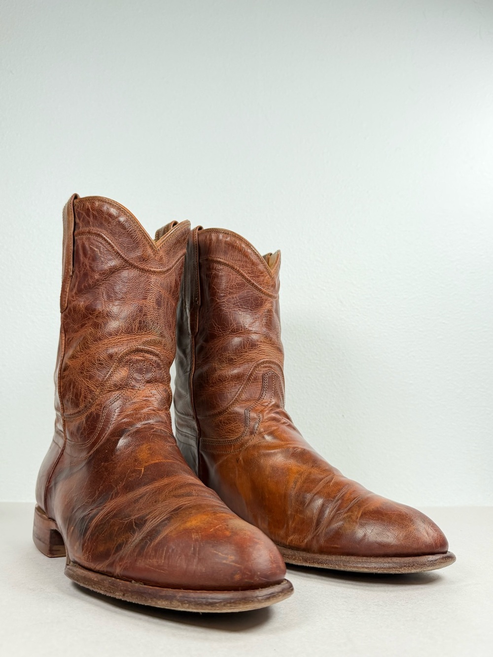 TECOVAS Men's "The Earl" Scotch Goat Cowboy Boots Size 10 D Great Patina Boots